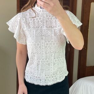Bohme Miss Kelly 1999 White Geometric Lace Shirt
